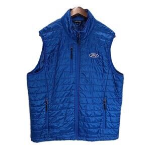 Crossland Mens FORD Blue Packable Puffer Vest Sz XL Quilted Lightweight